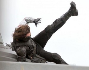 winter soldier in action on set